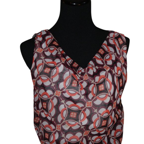 SALE BANANA REPUBLIC SLEEVELESS LIGHTWEIGHT GEOMETRIC ORANGE PURPLE TANK 4 EUC - Picture 2 of 9